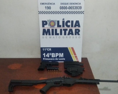 PM prende suspeito de homic�dio e apreende armas de fogo em Primavera do Leste
