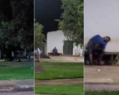 Morador grava momento em que homem � morto a facadas em pra�a