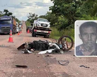 Motociclista sem CNH morre em acidente com caminho na BR-174, prximo a Pontes e Lacerda MT