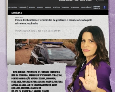 Prefeita de Jaciara comenta feminicdio em Juscimeira e elogia ao rpida da polcia