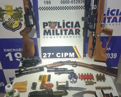 Patrulha Rural prende homem com armas de fogo e materiais para ca�a em Santa Cruz do Xingu