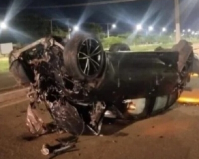 Motorista capota BMW ao avanar rotatria em alta velocidade em Rondonpolis