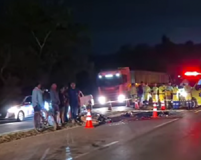 Coliso entre motocicleta e carreta deixa uma vtima fatal na BR-364 em Jaciara