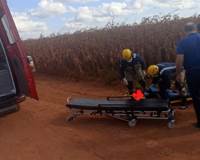 Motorista fica ferida aps carro capotar na zona rural de Lucas do Rio Verde