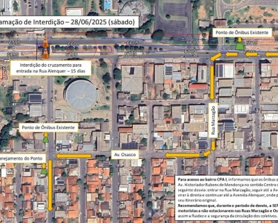 Cruzamento na entrada do CPA 1 ser fechado para concretagem de pistas do BRT; confira rota de desvio