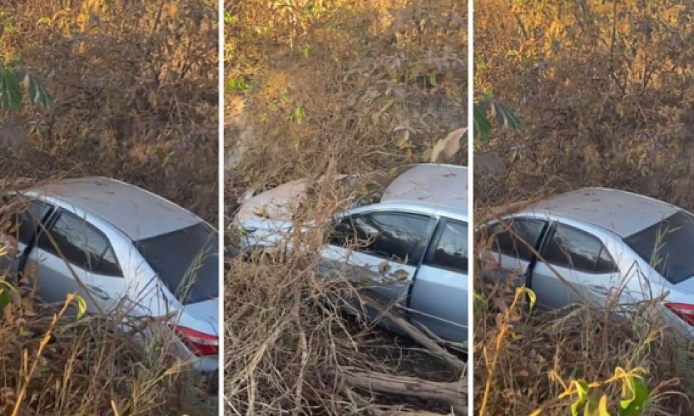 PM recupera Corolla roubado em mata na zona rural de Lucas do Rio Verde