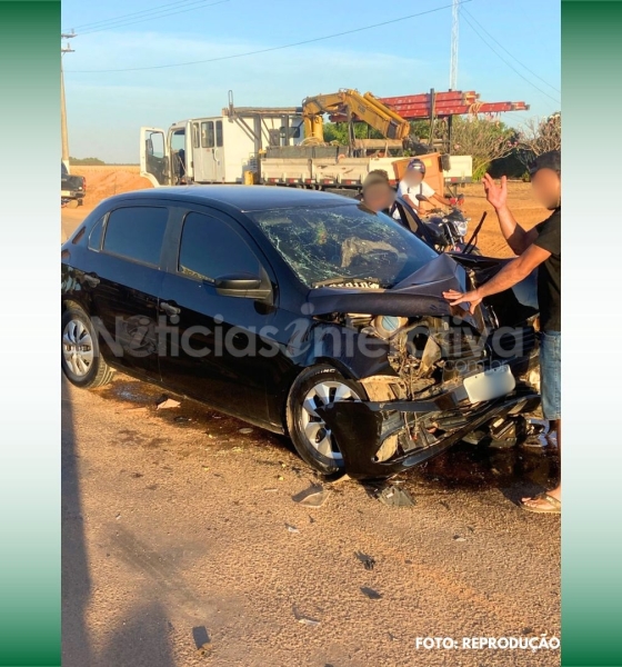 Colisão entre carro de passeio e carreta mobiliza socorro no interior de MT