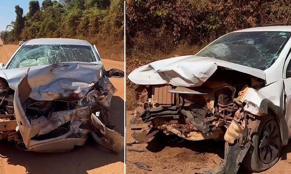 Colisão provocada por nuvem de poeira deixa três feridos em estrada rural de Nova Mutum