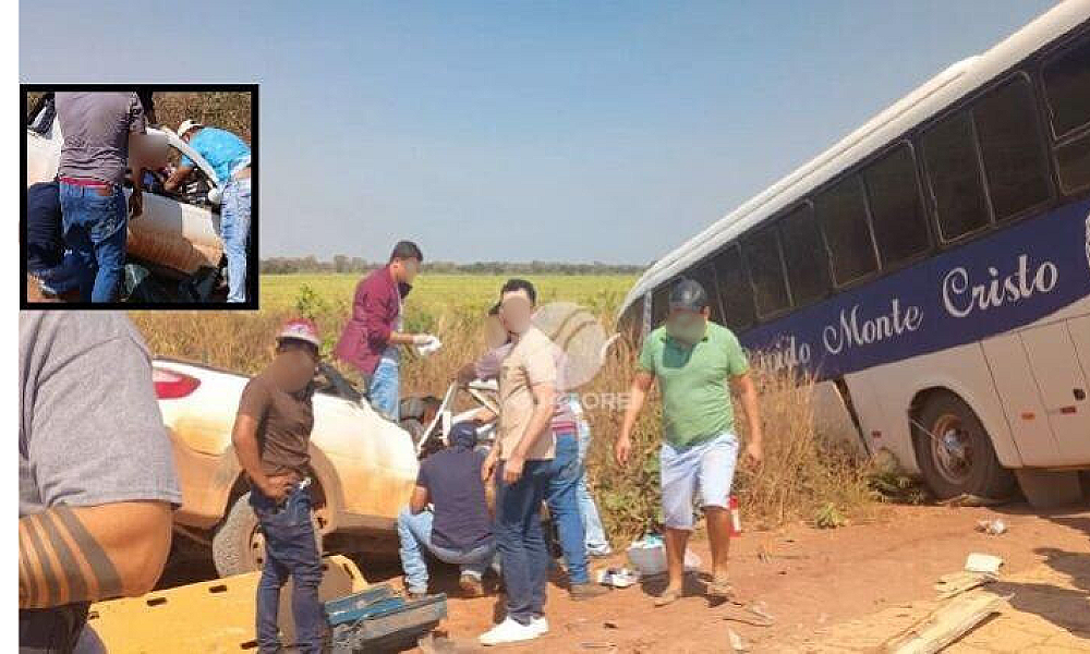 Colisão entre carro e ônibus deixa uma vítima fatal em Pontes e Lacerda