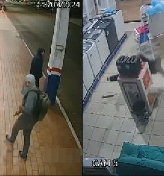 Câmera flagra ladrões quebrando vidro e invadindo loja em MT