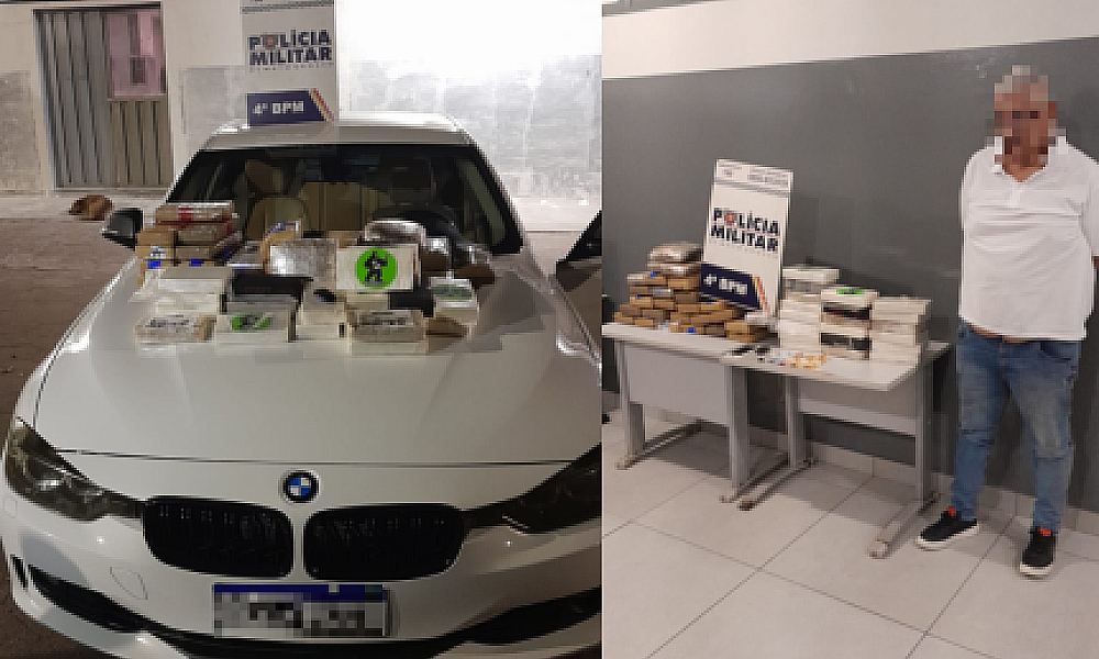 Homem é preso por transportar 45 tabletes de droga em BMW