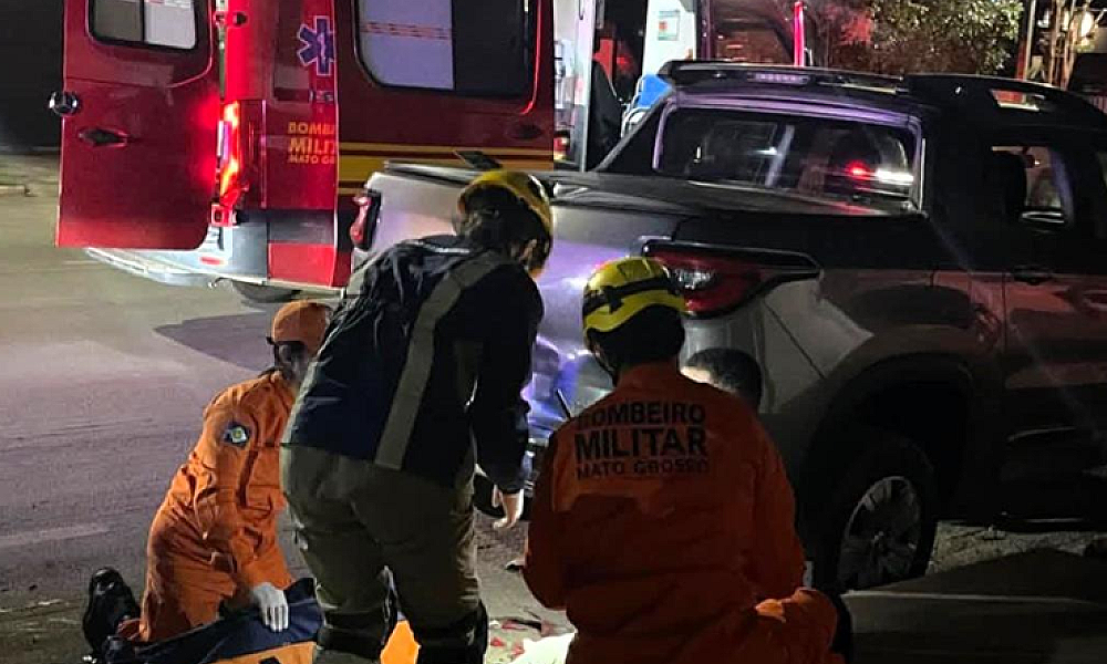 Colisão entre motocicleta e caminhonete deixa homem ferido em Lucas do Rio Verde