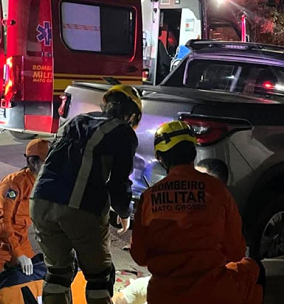 Colisão entre motocicleta e caminhonete deixa homem ferido em Lucas do Rio Verde
