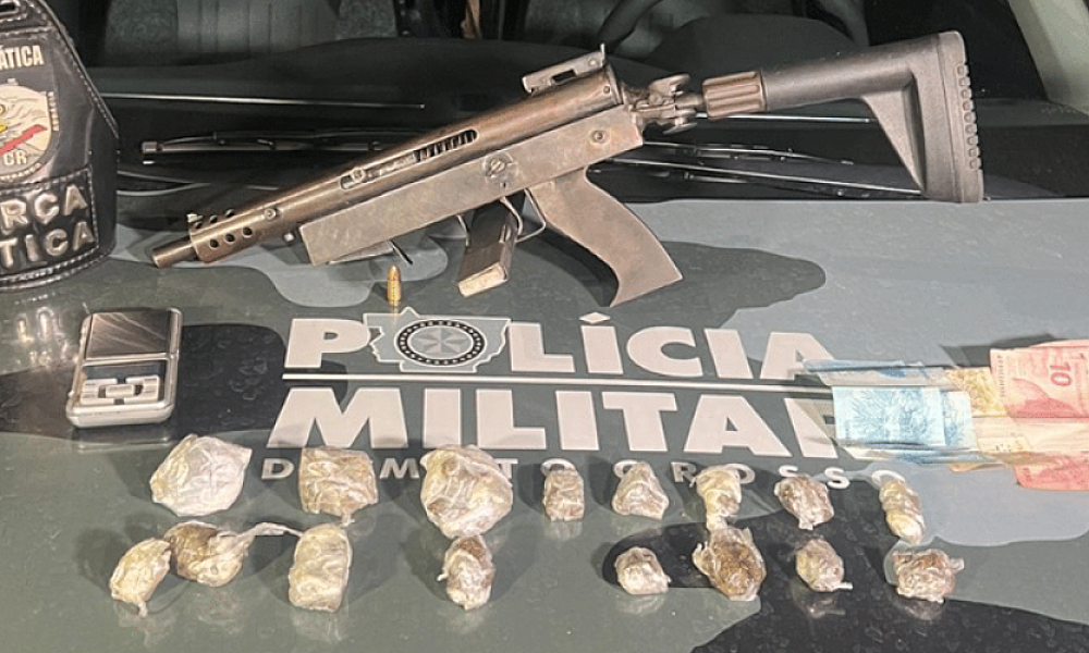 Trio é preso com submetralhadora e porções de drogas em Mato Grosso