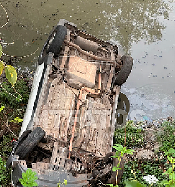 Carro perde controle e cai no Córrego do Barbado em Cuiabá