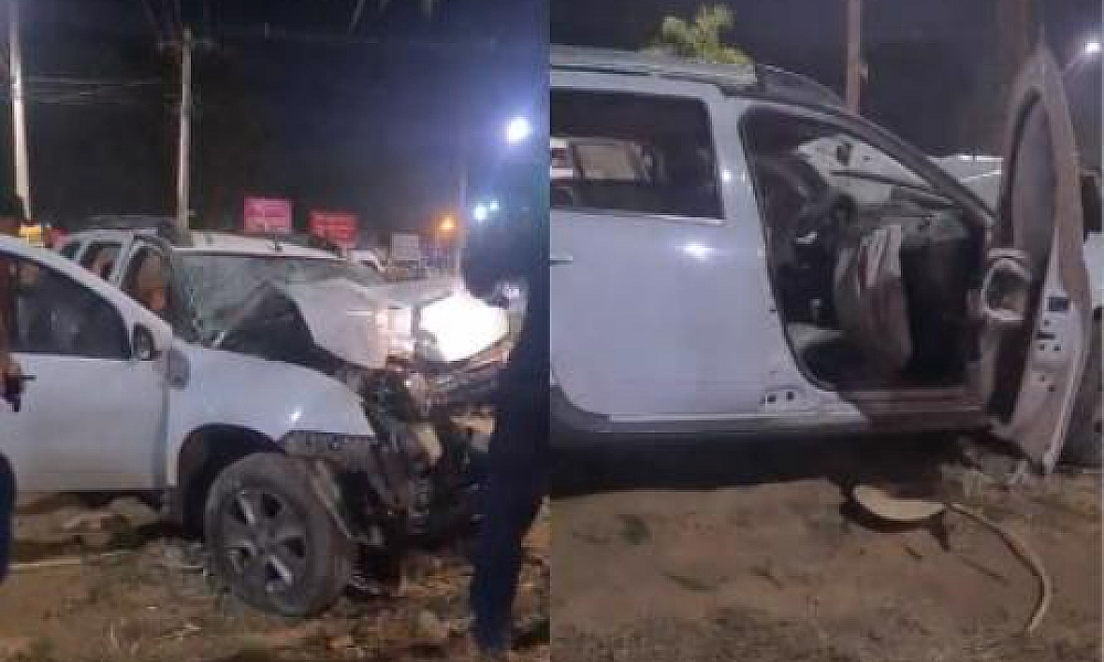 Investigador da Polícia Civil fica ferido após bater o carro contra uma árvore