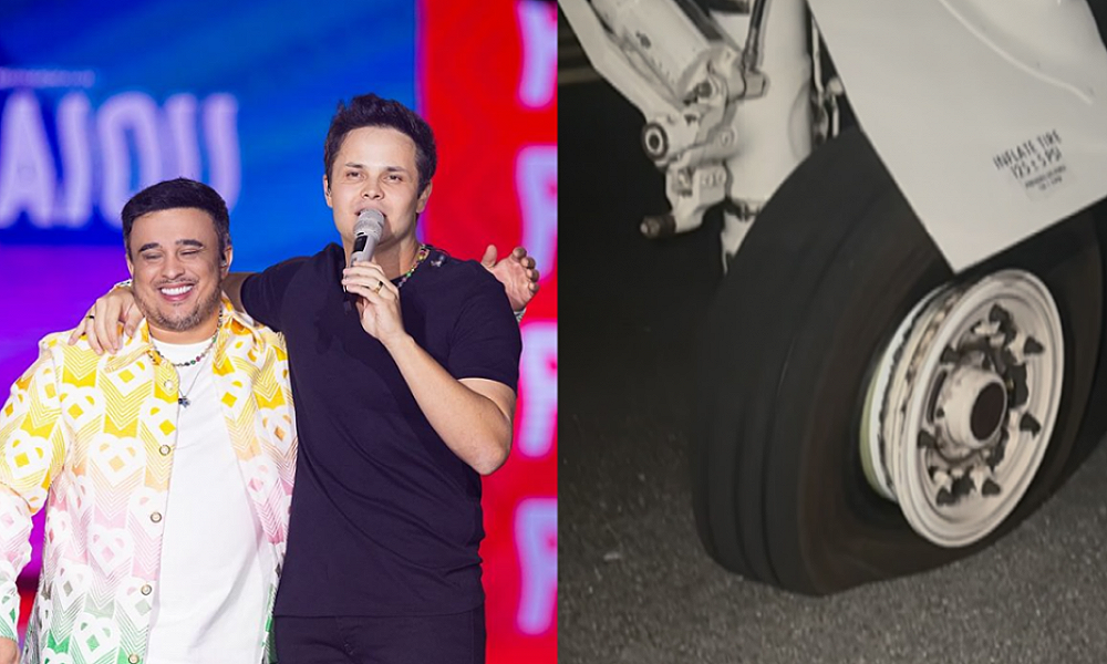 Matheus, dupla de Kauan, diz que pneu de avião estourou após pouso: “Susto”