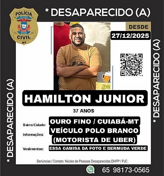 Motorista por aplicativo é dado como desaparecido após noite de trabalho em Cuiabá