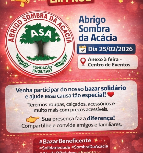 Abrigo Sombra da Acácia, em Jaciara, realiza bazar beneficente nesta quarta-feira (25)