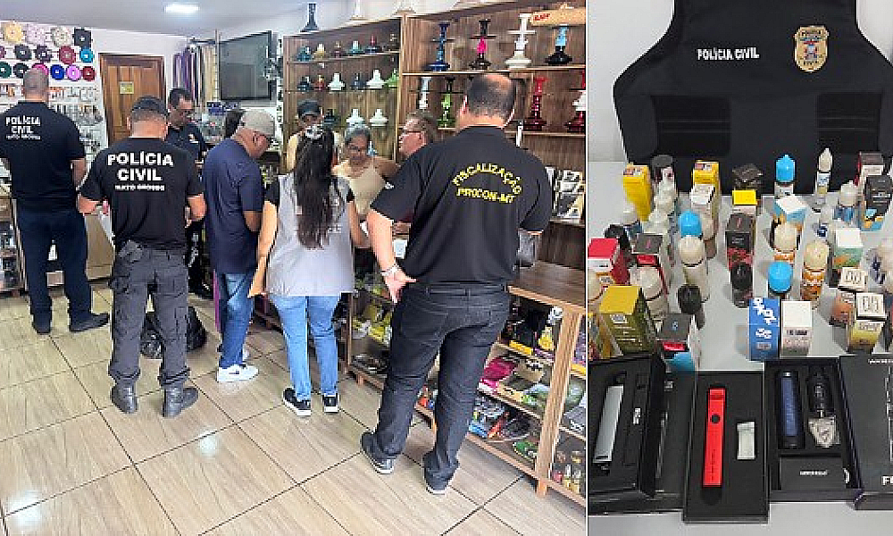 Tabacaria de Várzea Grande é alvo de fiscalização e tem essências e cigarros eletrônico apreendidas