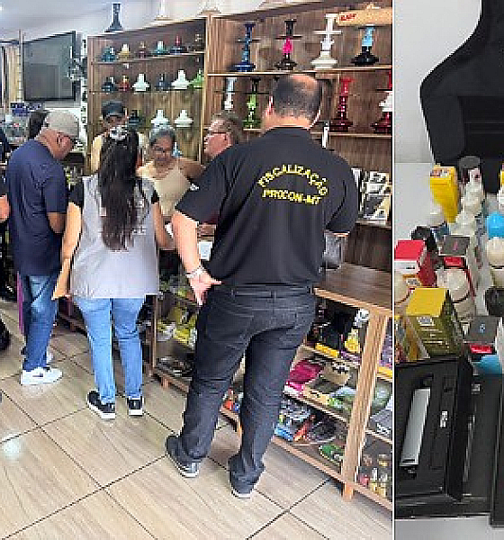 Tabacaria de Várzea Grande é alvo de fiscalização e tem essências e cigarros eletrônico apreendidas