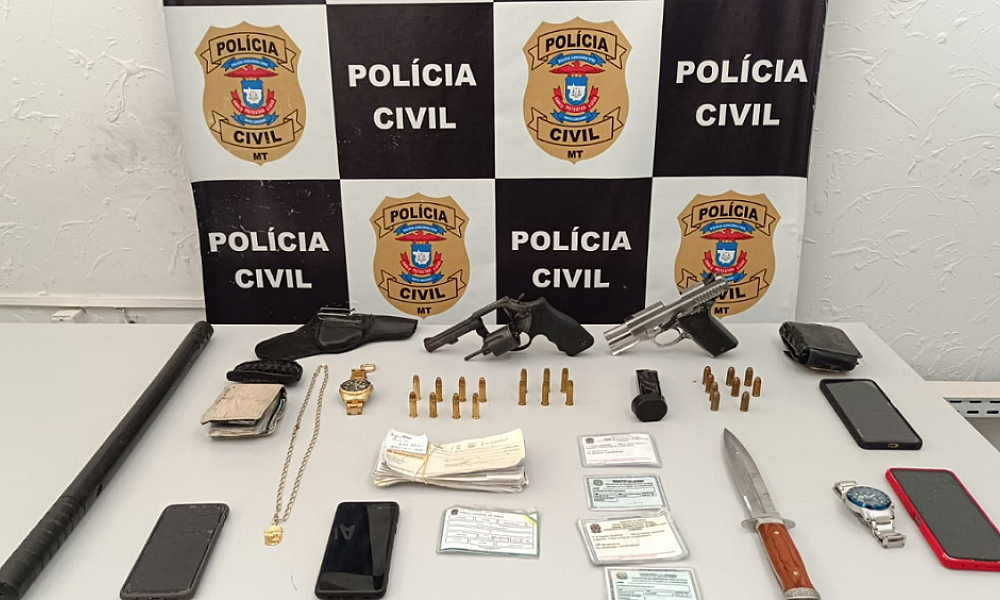 Três suspeitos de extorsão são presos em Cuiabá com armas e documentos falsificados