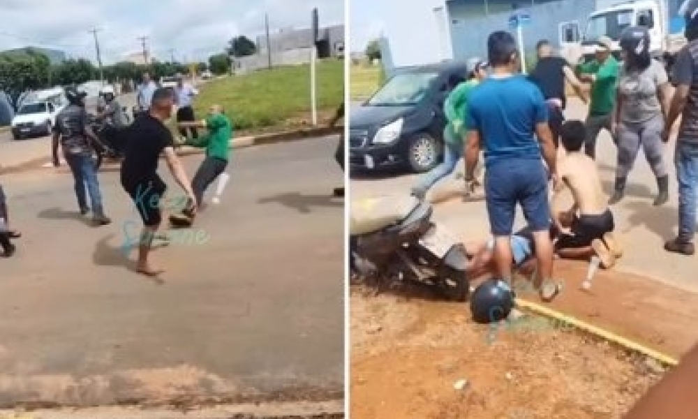 Venezuelano se envolve em acidente e derruba trabalhador com chute no peito