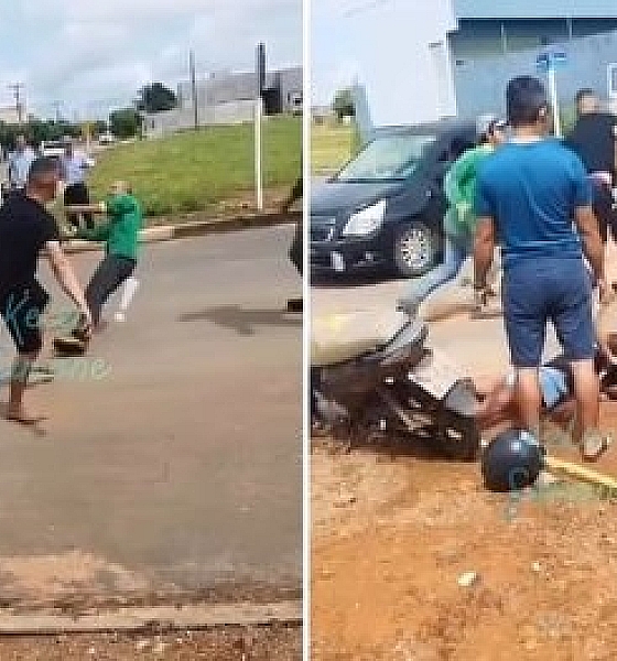 Venezuelano se envolve em acidente e derruba trabalhador com chute no peito