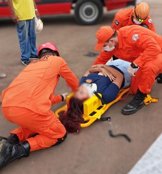 Bombeiros prestam socorro à ciclista vítima de acidente de trânsito em Campo Novo do Parecis