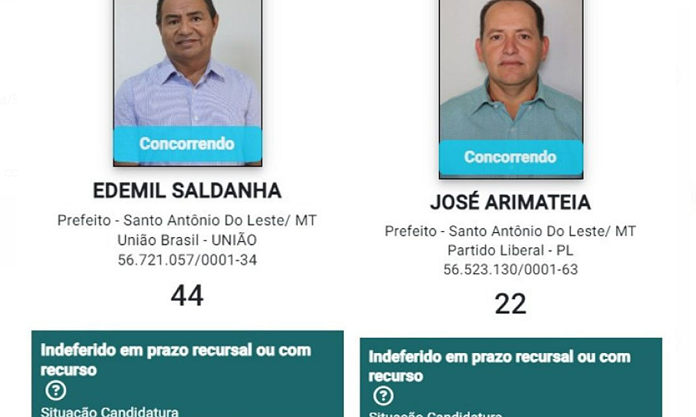Candidaturas à Prefeitura de Santo Antônio do Leste são indeferidas pela Justiça Eleitoral