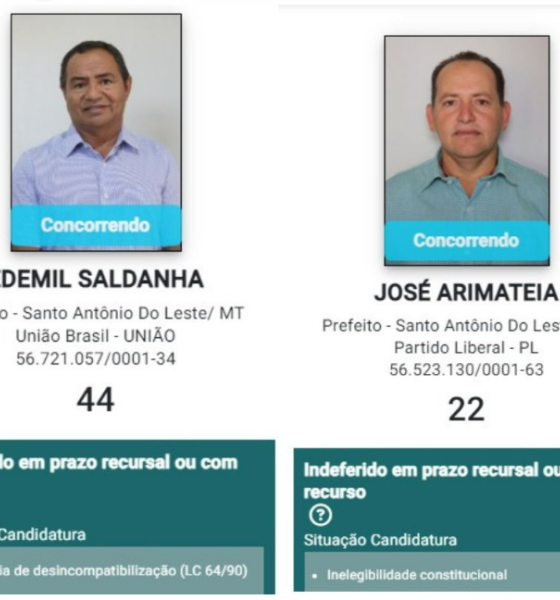 Candidaturas à Prefeitura de Santo Antônio do Leste são indeferidas pela Justiça Eleitoral
