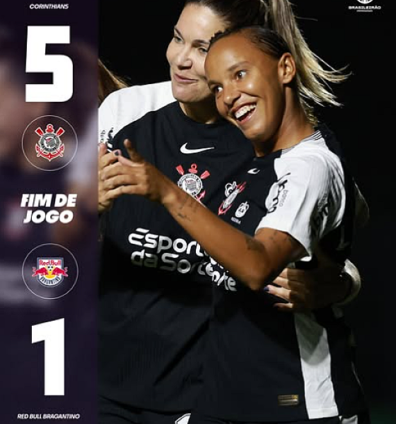 Corinthians goleia Bragantino e dispara na liderança do Brasileirão Feminino