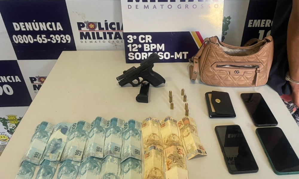 PM prende três faccionados por sequestro, apreende pistola e R$1,4 mil