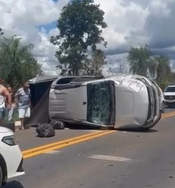Capotamento na estrada da Guia deixa duas crianças feridas em Rosário Oeste (Vídeo)