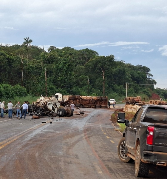 Tragédia na MT-010/449: mecânico morre após impacto entre caminhões