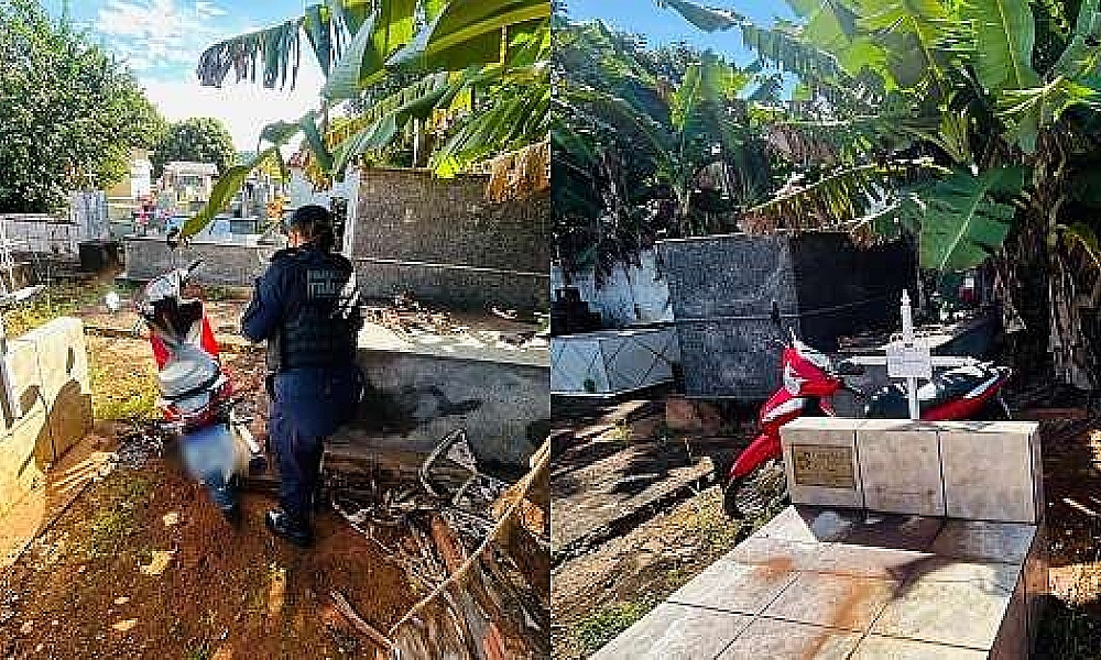 Moto furtada é abandonada e incendiada em cemitério no interior de MT