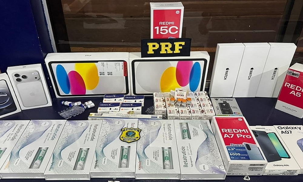 PRF intercepta casal na BR-364 com mais de 100 canetas emagrecedoras e eletrônicos trazidos do Paraguai