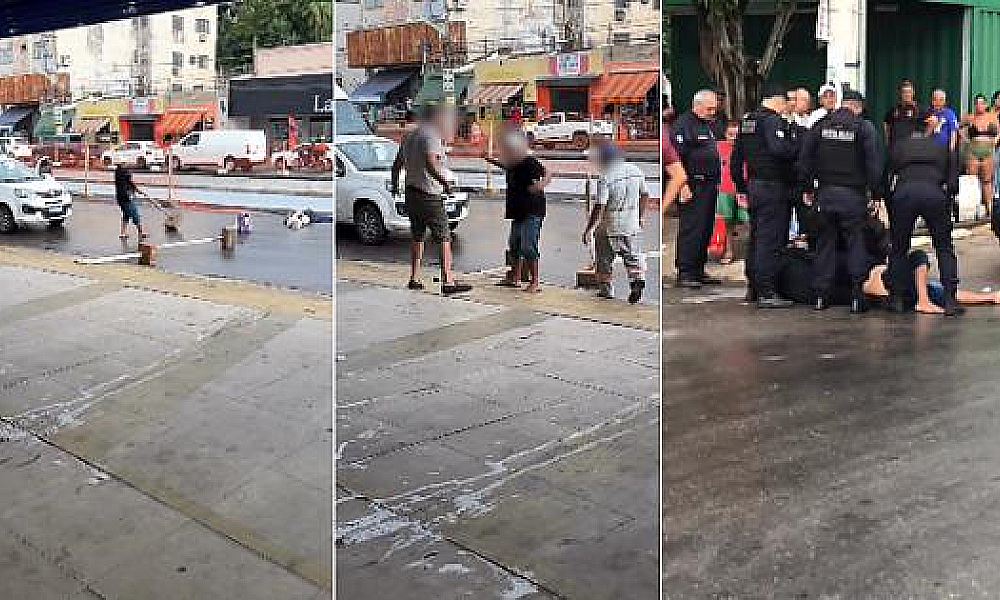 Homem ameaça PMs com facas enquanto esposa era socorrida e acaba detido