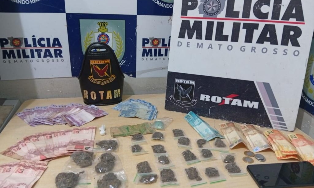 Rotam prende mãe e filha por tráfico de drogas e apreende entorpecentes e dinheiro
