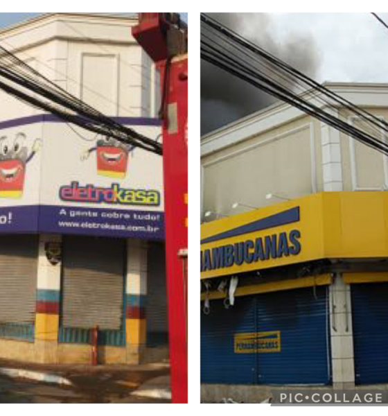 Prédio pega fogo pela segunda vez na Avenida Couto Magalhães em Várzea Grande