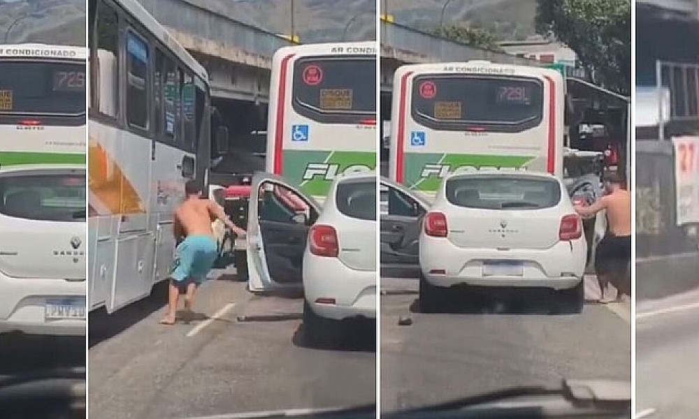 Briga de trânsito acaba em acidente com carro sem motorista em Madureira