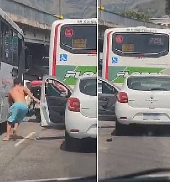 Briga de trânsito acaba em acidente com carro sem motorista em Madureira