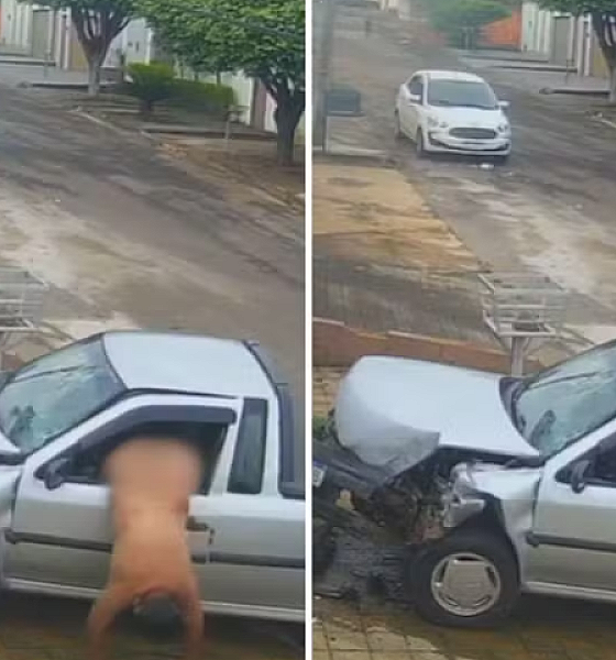 Homem foge pelado após furtar carro e colidir contra muro em Anápolis