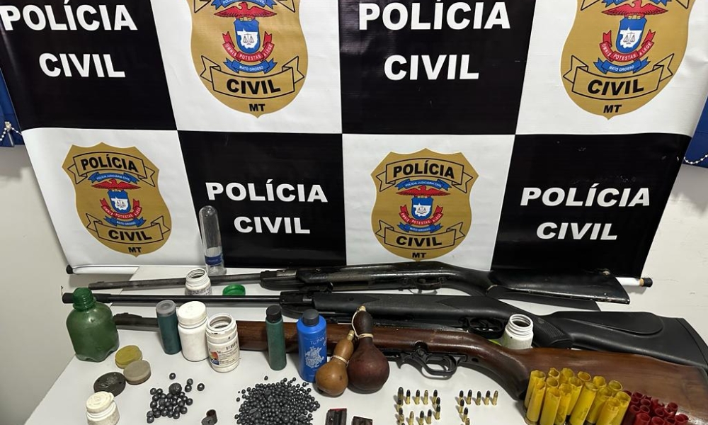 Polícia Civil prende homem com armas e munições em fazenda de MT