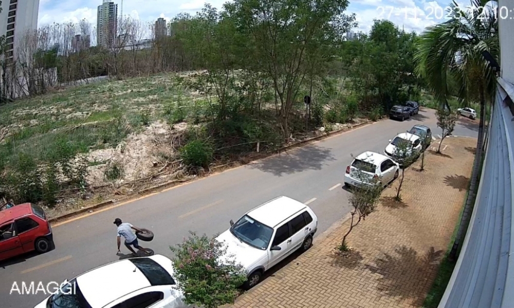 Imagens de câmeras do Vigia Mais MT ajudam a prender suspeito de furtar estepes de carros em Cuiabá