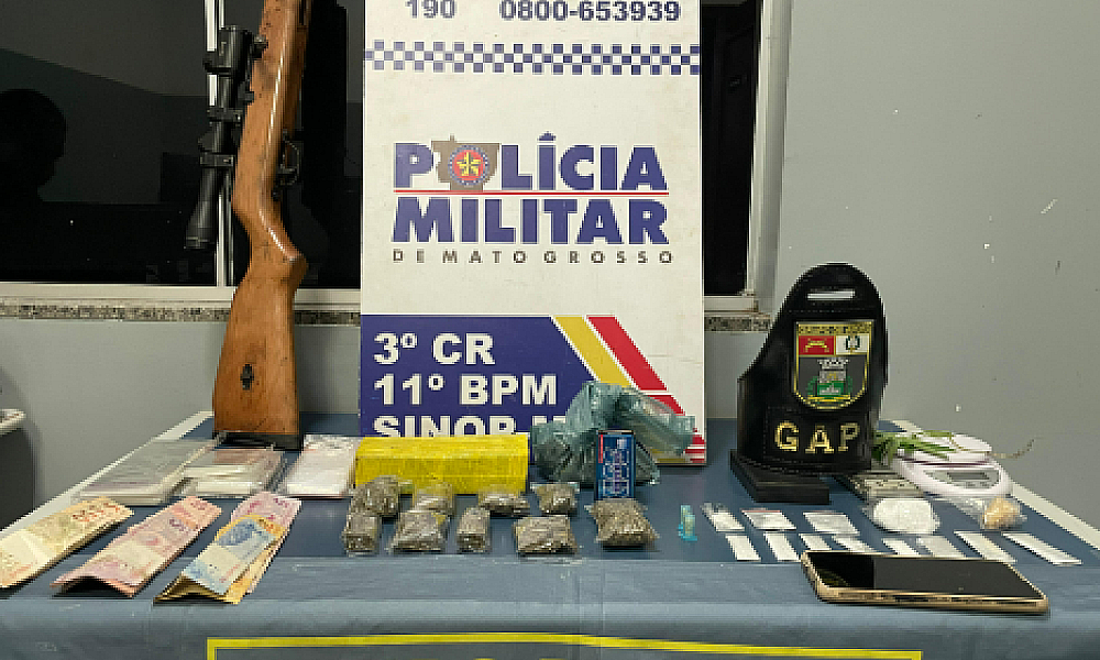 PM prende casal por tráfico de drogas e posse ilegal de arma em Sinop