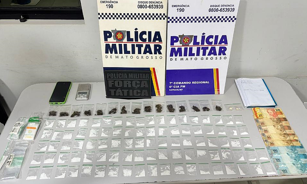 Força Tática prende integrante de facção criminosa com drogas em Sapezal