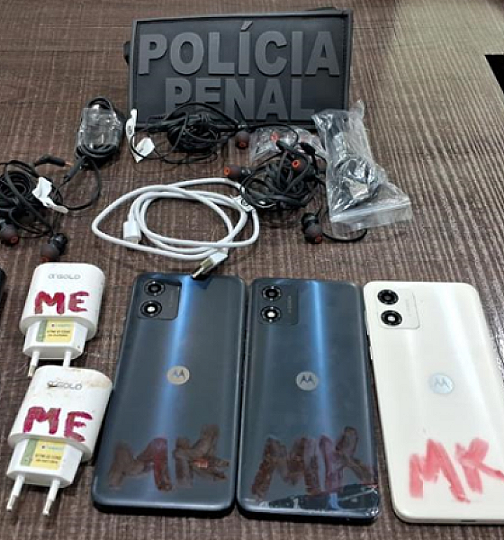Policiais penais apreendem pacotes com celulares e acessórios na Penitenciária de Rondonópolis