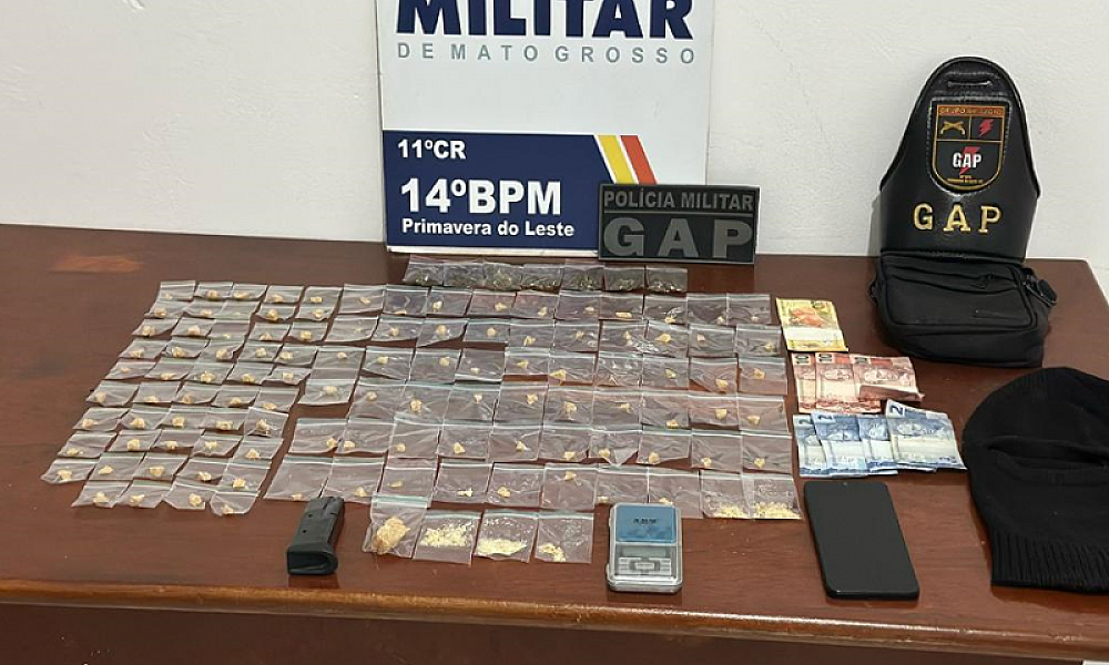 Mulher integrante de facção criminosa é presa com drogas e carregador de arma em Primavera do Leste