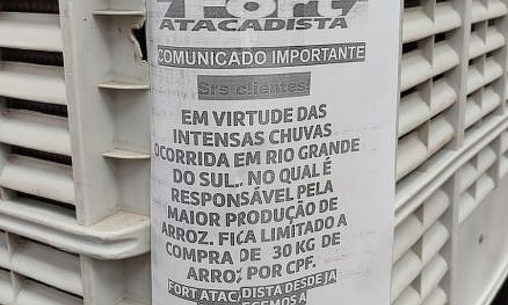 Atacadista de Cuiabá limita compra de arroz, mas associação nega orientação